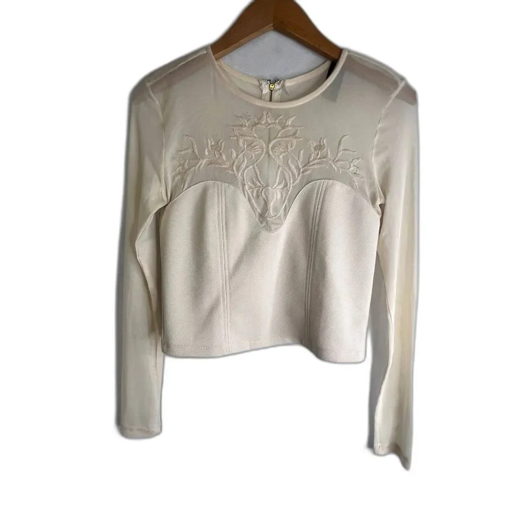 Akira Chicago Black Label‎ Mesh Lace Bodice Fitted Top Size Small